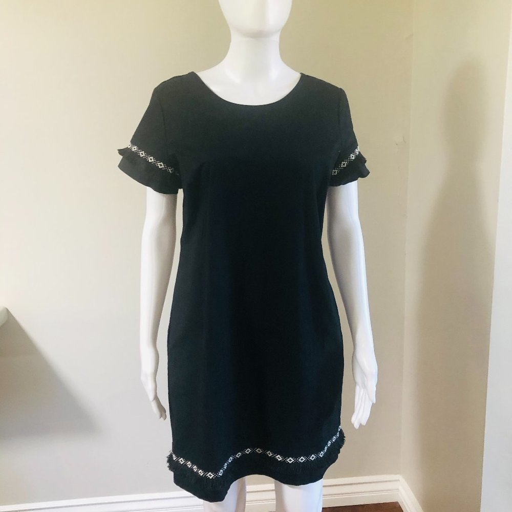 Coercion LONDON BLACK SHORT SLEEVE TUNIC DRESS W EMBROIDERED DETAIL SIZE…